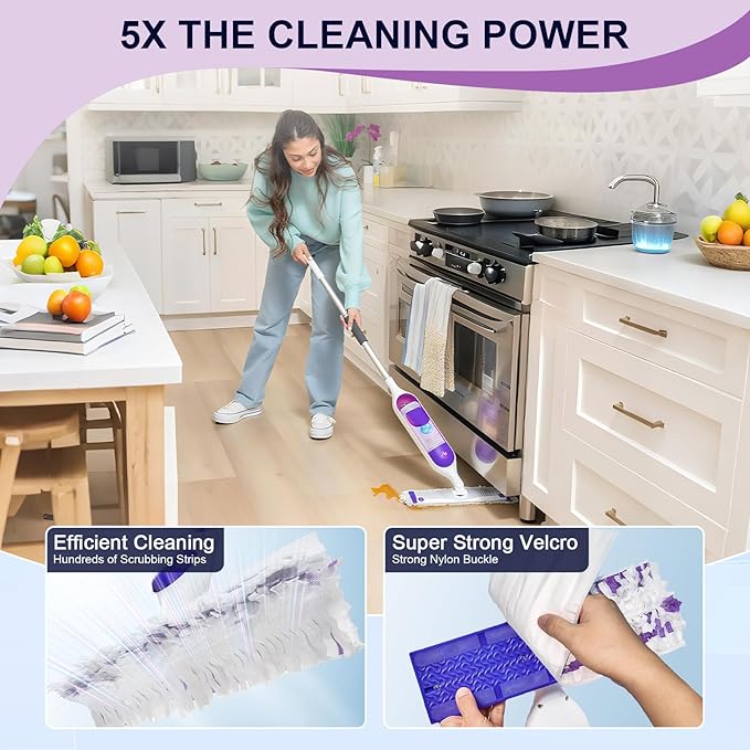 32 Count Disposable Power Mop Pads, 5X Cleaning Power Mop Refills for Swiffer Power Mop, Unscented 14-Layer Thickened Wood Mop Refill Pads for Surface Floor Cleaning