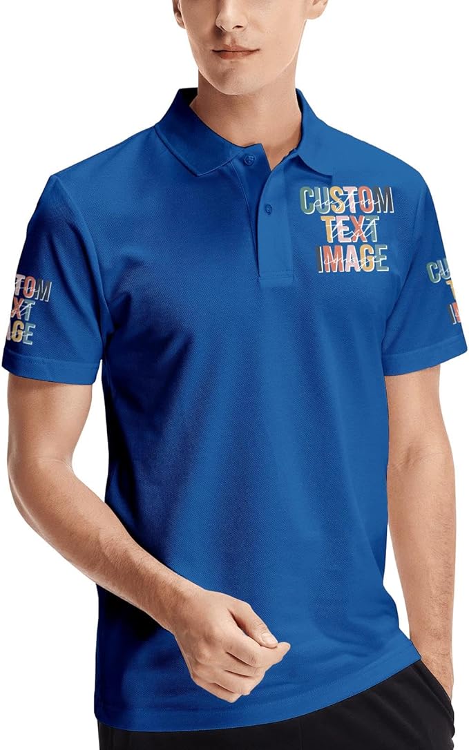 Personalised Polo Shirt Custom Work Shirts for Men Women Printed Text or Logo Working Top, Casual Wear, and Sports Teams