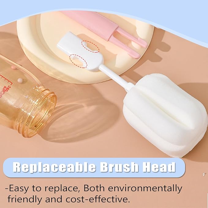 Bottle Brush Sponge Replacement Head 10 PCS Durable Soft Sponge Brush Head Environmental Protection Cup Cleaner Brush Refill Heads Without Handle (Sponge Brush Head 10PCS)