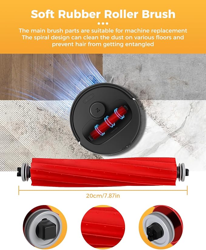 Yivy QV35A 29PCS Replacement for Roborock QV 35A/QV 35S/QR 598/QR 798 Robot Vacuum Cleaner.2 Main Brushes 6 Dust Bags 4 HEPA Filters 6 Side Brushes 8 Mop Pads 1 Tank Brush 1 Brush 1 Screwdriver