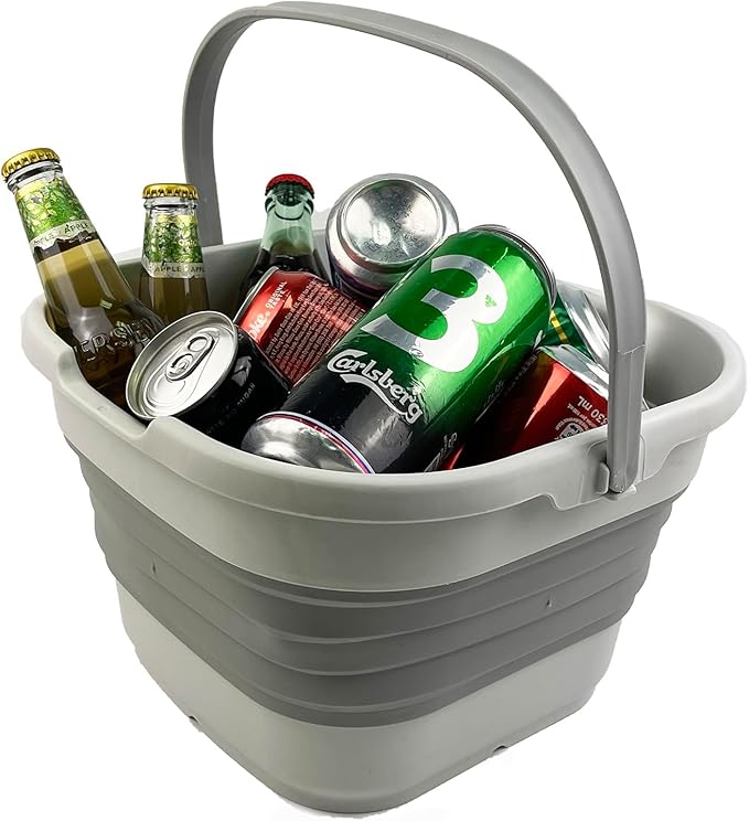 SAMMART 9.5L (2.5 Gallon) Collapsible Rectangular Handy Basket/Bucket (Grey)