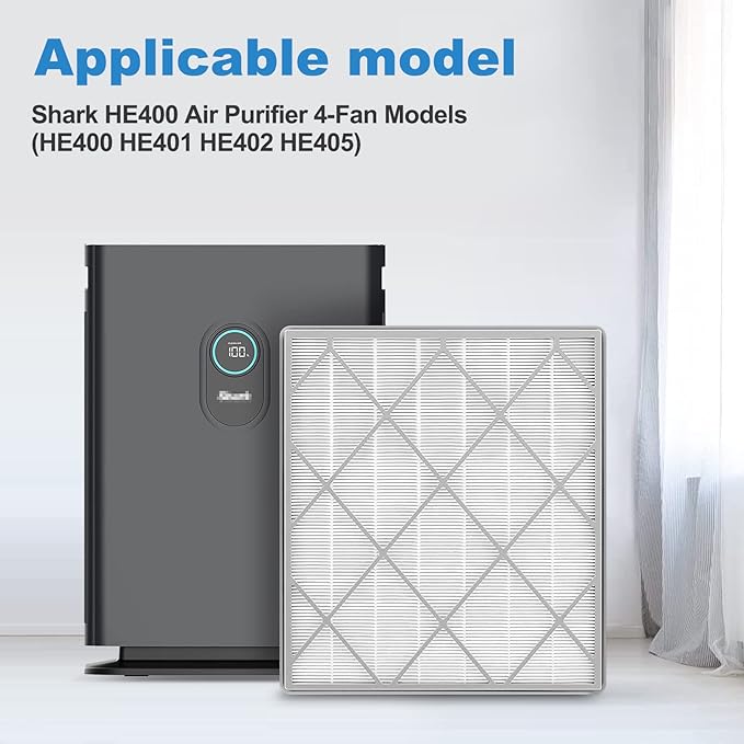 （2 Packs）HE401 Filter Replacement for Shark Air Purifier 4 Compatible with Shark 4 Fan Air Purifier HE400, HE401C, HE401NP, HE402, HE402AMZ, HE4FKPET, HE4FKPETMB, HE4FKPRO, HE402C