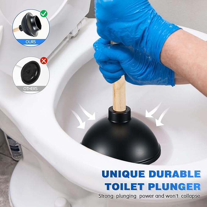 Sawysine 12 Pcs 18 Inch Toilet Plungers and 16.54 Inch Toilet Bowl Cleaning Brush Heavy Duty Commercial Plungers with Double Thrust Force Rubber Suction Cup for Bathroom Household Stores Restaurants