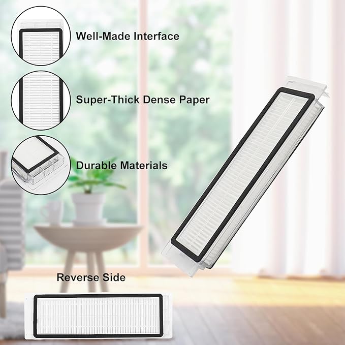 16 Packs Replacement Parts Compatible for Roborock S6 Pure, S6, E4, S4 Max, S6 MaxV, S5, S5 Max, S4, E20 E25 E35 S50 Xiaomi Mijia Robot Vacuum, 2 Main Brush, 4 Filters, 6 Side Brushes, 4 Mop Cloth