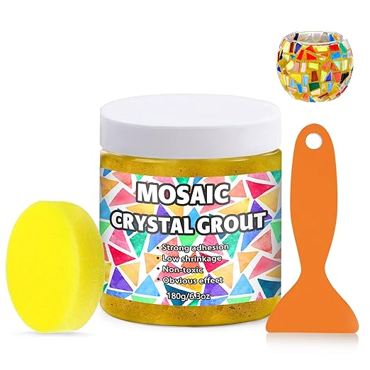 OOTDART Mosaic Crystal Grout, Mosaics Tile Tools, Mosaic Tile Accessories – Essential for Handmade Grouting and Perfect for DIY Craft Projects (Gold, 6.3oz)