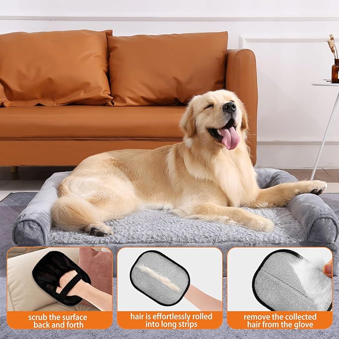 Jadesiegel 2-in-1 Flea Comb & Electrostatic Glove Set for Cats & Dogs | Removes Fleas, Tangles, Loose Hair & Dander | Bonus Pet Hair Remover for Furniture, Carpet & Bedding