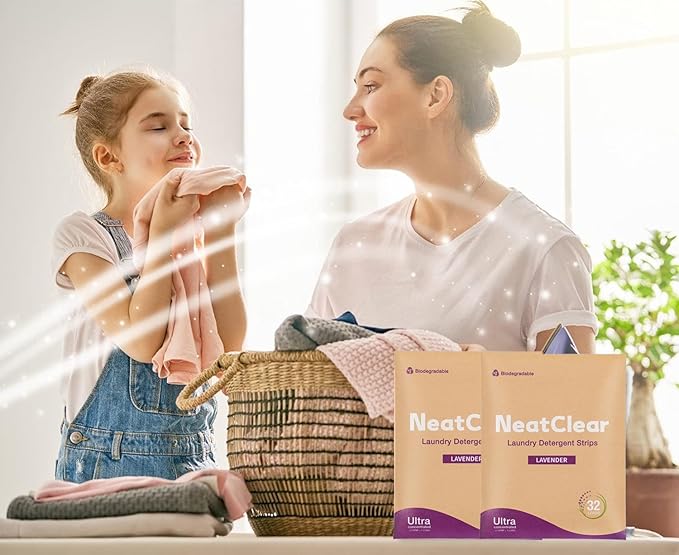 Laundry Detergent Sheets - Travel Size - Lavender Scent 32 Strips (32 Loads) - Concentrated Liquidless Laundry Soap - No Mess - Space-Saving - for Travel, Apartments, Dorms, Sink