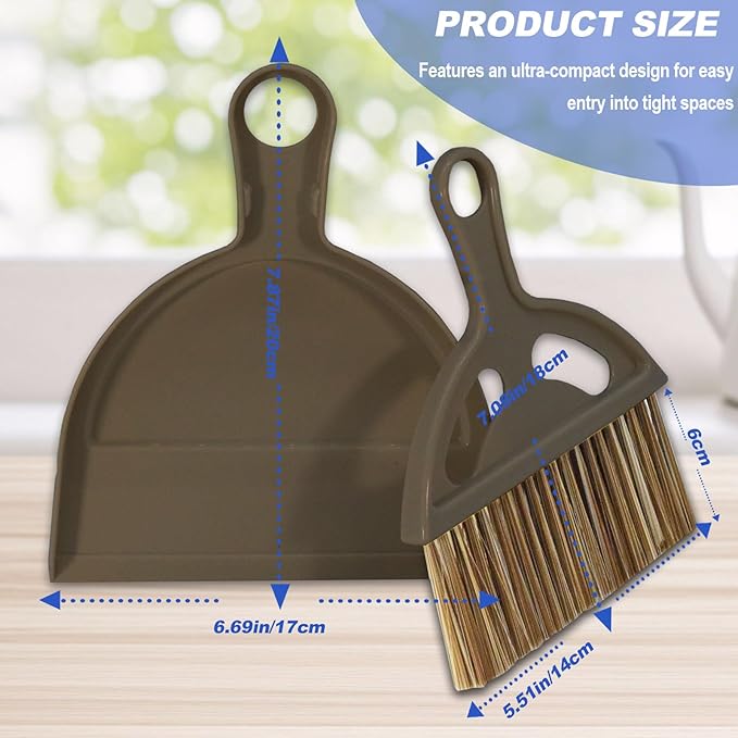 BSMstone Mini Broom and Dustpan Set Hand Broom with Dustpan Portable Housekeeping Cleaning Tools for Desk,Counter,Sofa,Kitchen,Office,Nest (Coffee)