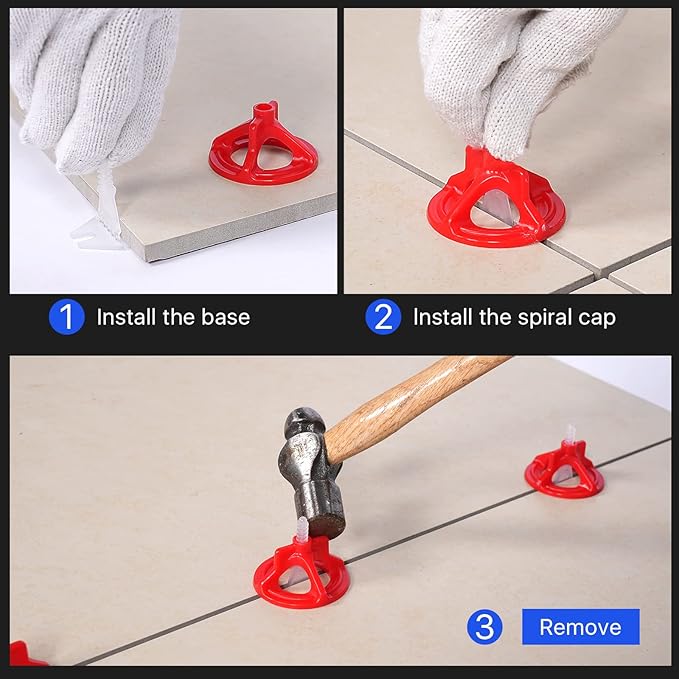 HRGGN Professional Tile Leveling System Kit，Anti-Loosening Spacers/Wall, Bathroom Tiling - 1/16" Precision Alignment & Grout Spacing Tools(500base, 1/16)