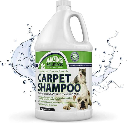 Amaziing Solutions Pet Carpet Shampoo - Carpet Cleaner Solution for Carpet Cleaner Machine, Urine Smell & Stain Remover, Pet Urine Enzyme Cleaner, Carpet Shampoo Solution, Carpet Shampooer, 1 Gallon