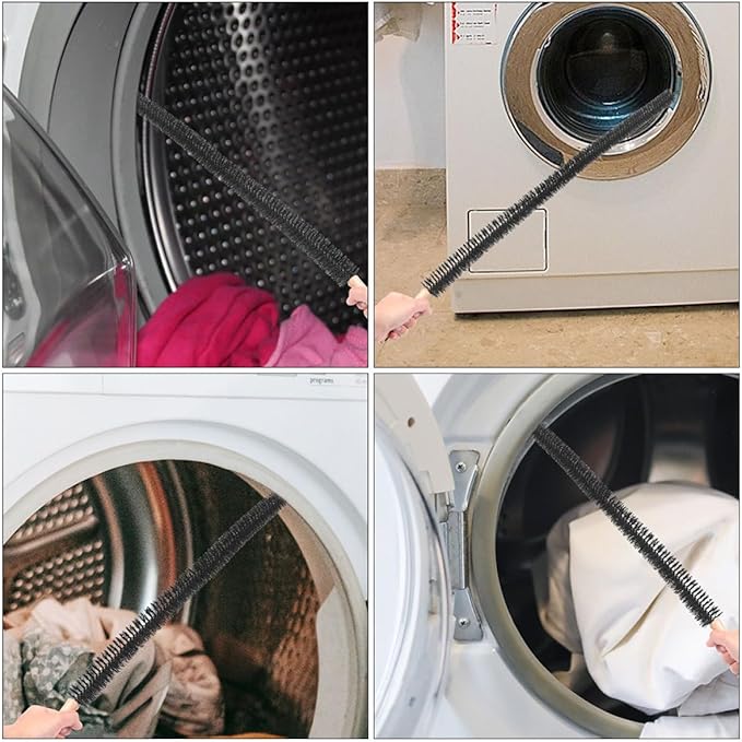 Healifty 2pcs Washing Machine Cleaning Brush Long Handle Multi-Purpose Dryer Vent Cleaning Tool with Full Bristles for Laundry Tub and Pipe Maintenance
