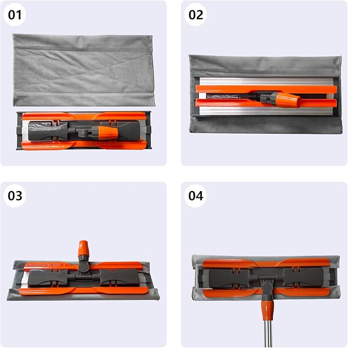 57-inch professional-grade microfiber flat mop with stainless steel telescopic handle and 4 washable cleaning pads, specifically designed for floor cleaning—an essential choice for household cleaning.