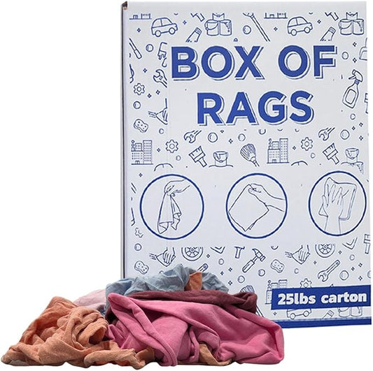Premium Color Knit Cleaning Rags (25 lbs. Box) – Shop Rags Bulk for Workshops, Mechanics, Painters, and Home Use, Multipurpose Cotton T-Shirt Rags