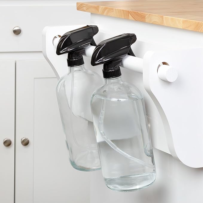 Cornucopia 32oz Glass Spray Bottles (2-Pack, Clear); Quart Bottles w/ 3-Setting Adjustable Trigger Sprayers; Includes Chalk Labels