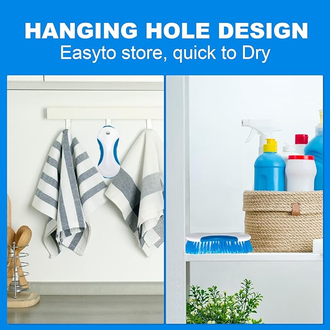6.3" Multi Purpose Heavy Duty Scrub Brush with Non-Slip TPR, Cleaning Brush with Stiff Bristles for Tile Floors，Walls, Carpet, Tubs，Sink ，Blue