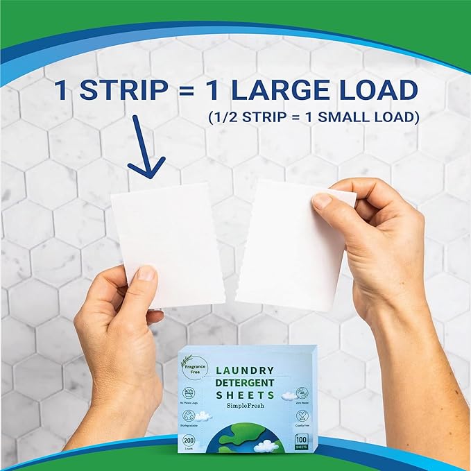 100 Laundry sheets 200 loads | fragrance free product - Laundry Detergent Sheets, Eco-Friendly, Plant-Based, Hypoallergenic, No Plastic Jug Kindly (Fragrance Free)