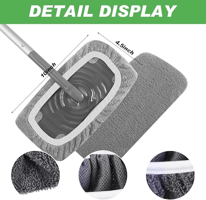 Reusable Microfiber Mop Pads Dry Sweeping Cloths Compatible with Swiffer Sweeper Mop Wet Mopping Cloths Refill for Mopping Floors (4 Pack, Mop is not Included)