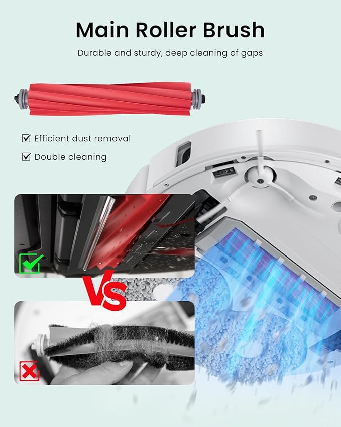 22 Pack Qrevo Replacement Parts for Roborock QRevo, Qrevo S, Qrevo Pro, Qrevo MaxV, Qrevo Plus Robot Vacuum, 2 Main Brush, 6 Mop Pads, 6 Side Brushes, 6 Dust Bags - Roborock QRevo Accessories Kits