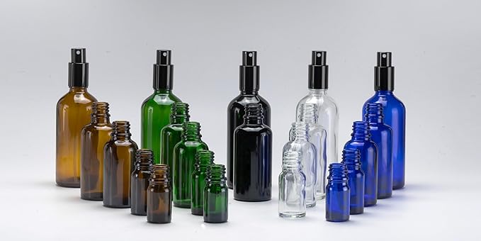 YIZHAO Clear Glass Spray Bottles 4oz, with Small Fine Mist Spray, Metal Cap, Refillable for Essential Oil,Travel,Cleaning,Perfume,Aromatherapy,Makeup – 9 Pcs