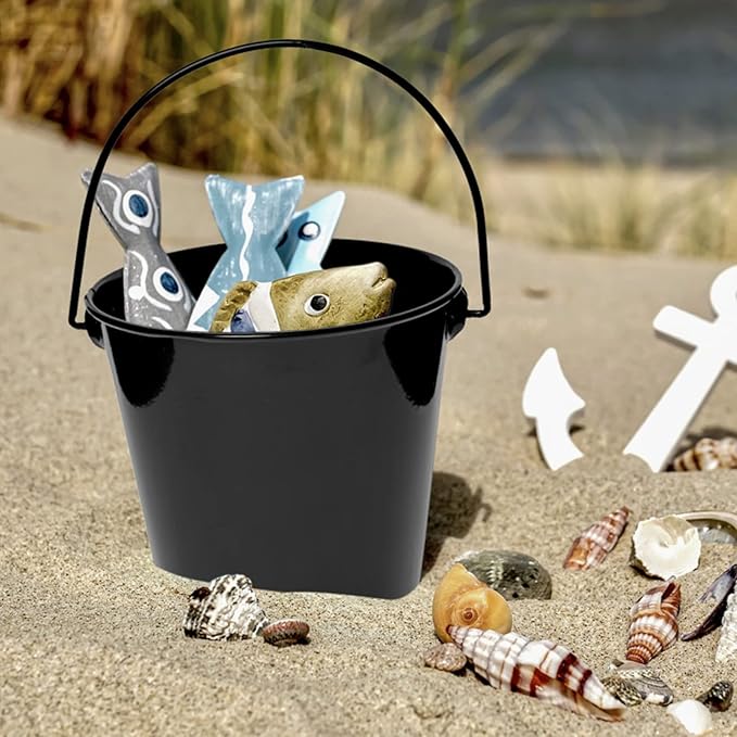 Metal Buckets with Handle - 6 Pack 4.3 Inch Small Iron Pail, Easter Bucket,Pencil Holder and Flower Pots,Craft Supply Holders for Events,School Storage and Party. (Black, 4.3" Top)