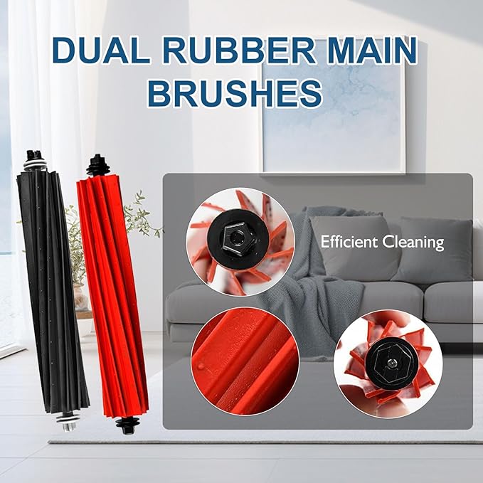 MIXEAL Q5 Max+ Replacement Parts for Roborock Q5 Max+,Q5 DuoRoller+, Q8 Max+ /Q8 Max,Q5 Pro+ /Q5 Pro Vacuum Cleaner,1 set Main Brush,2 HEPA Filters,4 Side Brushes,4 Dust Bags