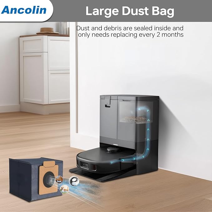 Ancolin 15 Pack Dust Bags for eufy X10 Pro Omni Robot Vacuum and X8 Pro Models, Large Capacity, with Self-Empty Station, 4-Layer Replacement Bag