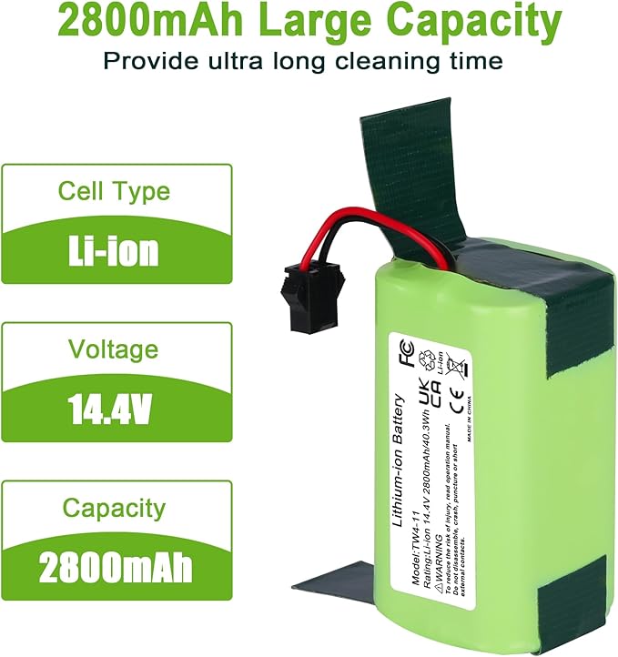 JYJZPB 14.4V 2800mAh Replacement Battery for Eufy RoboVac 11 11S 30 15C 25C 35C G10 G30 G30 Edge, G30 Hybrid, G30 Verge, G32Pro and Ecovacs Deebot N79, N79S, DN622, 500