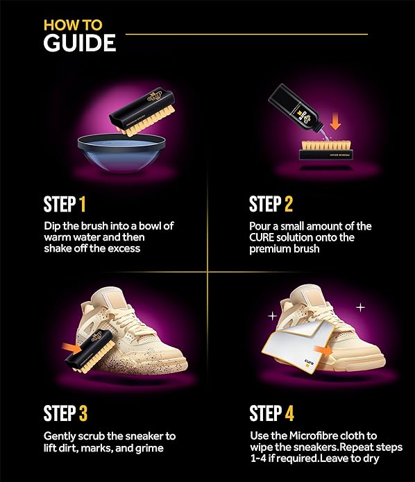 Crep Protect Shoe Cleaner Kit - Cure Premium Sneaker Cleaning Travel Kit with 3.5oz Solution, Premium Brush, and Microfiber Cloth