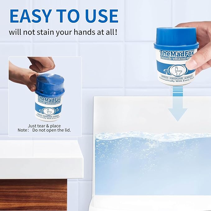 TheMadFox Toilet Bowl Cleaner 6 Bottles,Long-Lasting Toilet Tank Cleaner,Automatic Toilet Bowl Cleaner Tablets in Bottles for Tank Bathroom Powerful Cleaning Easy to Use,Up to 12 Months Total
