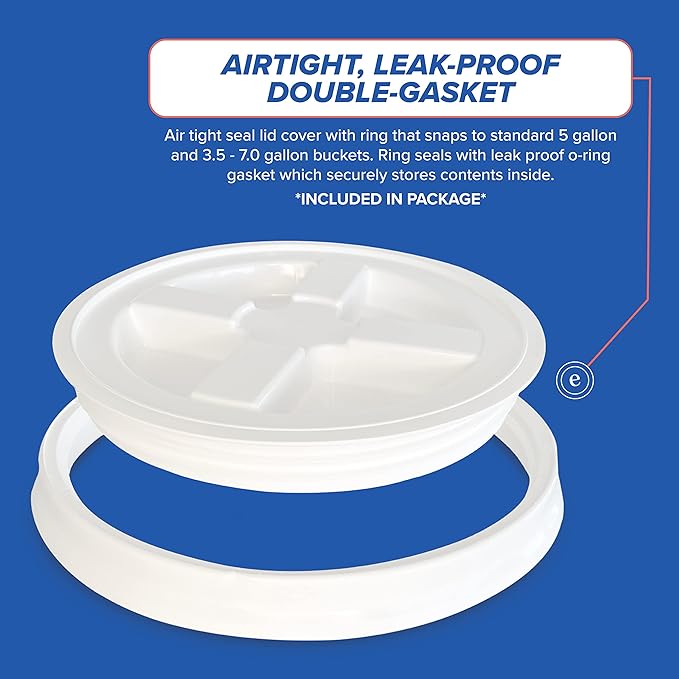 ePackageSupply 5 Gallon White Bucket with Gamma Seal Screw on Airtight Lid | Made in USA | Food Grade | Heavy-Duty | Durable 90 Mil All Purpose Pail | Easy Stack and Store | BPA Free (3 Count), Blue