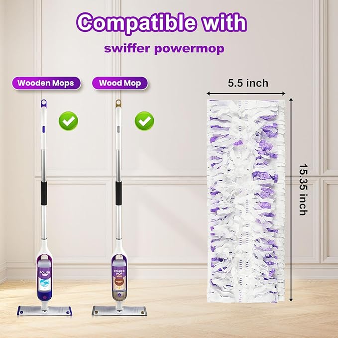 Pure Realm 20 Count Disposable Power mop Pads Compatible with Swiffer Power mop Refills and PowerMop Wood Mop, Multi-Surface swiffer Wet Pads Refills Replacement Use for Floor Cleaning