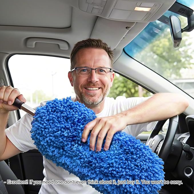 Ultimate Car Duster - The Best Microfiber Multipurpose Duster - Pollen Removing - Exterior or Interior Use - Lint Free - Long Unbreakable Extendable Handle