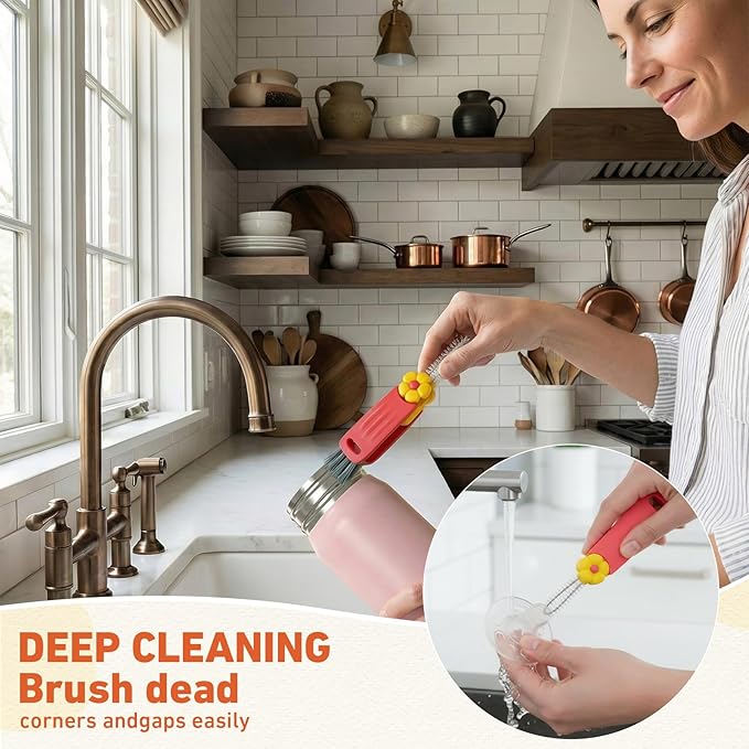 Acellegic 20 Pack 3-in-1 Cup Lid & Gap Cleaning Brush Bulk, Multifunctional Bottle Cleaning Brush Set for Cup Lid, Gap and Corner Brushes, Home Kitchen Clean Brushes Tools