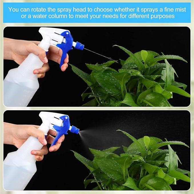 Eaasty 12 Pack Plastic Spray Bottles for Cleaning Solution 25 oz Leak Proof Mist Spraying Safe Squirt Bottle Refillable with Adjustable Head for Plants, Pet, Vinegar, BBQ(Blue)