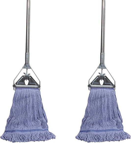 Midoneat Heavy Duty Loop End String Mop, 67Inch Stainless Steel Handle, Commercial Industrial Grade Mop for Floor Cleaning, 2 Packs