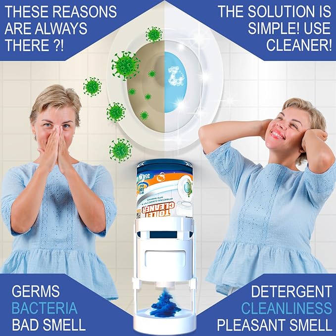 eHouse Automatic Toilet Bowl Cleaner with Refill — Antibacterial Flush-Activated Cleaning System, Long-Lasting Performance & Fresh Lemon Scent
