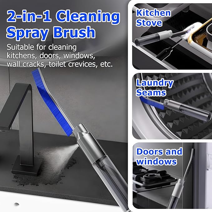 Crevice Cleaning Brush, 2025 New Crevice Cleaning Scrub Brush, Multi-purpose Grout Brush for Bathroom, Durable Sink Cleaning Tool for Kitchen, Portable Toilet Cleaning Brush for Home Users (Black-1pc)