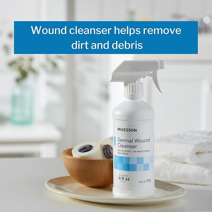 McKesson Dermal Wound Care Cleanser Spray, 16 oz [1 Count] First Aid Wash Solution for Minor Injuries, Cuts, Burns, Scrapes, Sores