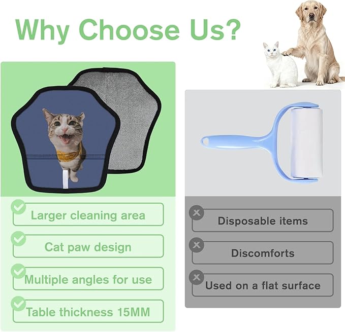 XIOBODR Personalized Pet Hair Remover Glove for Dogs & Cats - Custom Photo & Name Magic Brush for Dog Cat Hair Removal, Reusable Electrostatic Pet Hair Gloves for Furniture Carpet Couch, Photo Blue