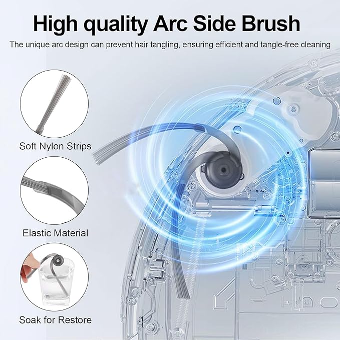 RUKHOOL Qrevo S5V Accessories Replacement Parts for Roborock Qrevo Curv/Qrevo Curv S5X / Qrevo Edge/Qrevo Edge S5A Accessory Kit 2 Main Brushes 6 Dust Bags 4 Filters 4 Mop Pads 4 Arch Side Brushes