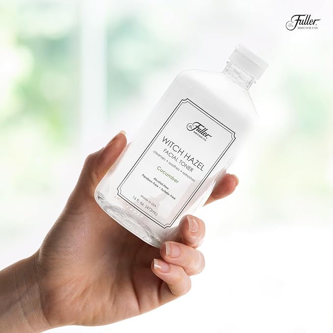 Fuller Brush Witch Hazel Facial Toner - Alcohol-Free, Organic Aloe Vera & Witch Hazel, 16 fl. oz, Paraben & Sulfate-Free, Cleanses - Soothes, Refreshes - Made in USA (Cucumber), Clear