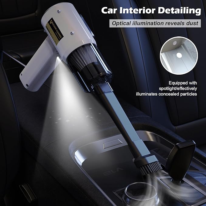 Bonbiyou Handheld Cordless Vacuum Cleaner, 15000Pa Powerful Suction Portable Car Vacuum, Lightweight Rechargeable Mini Vacuum for Car, Pet Hair & Home