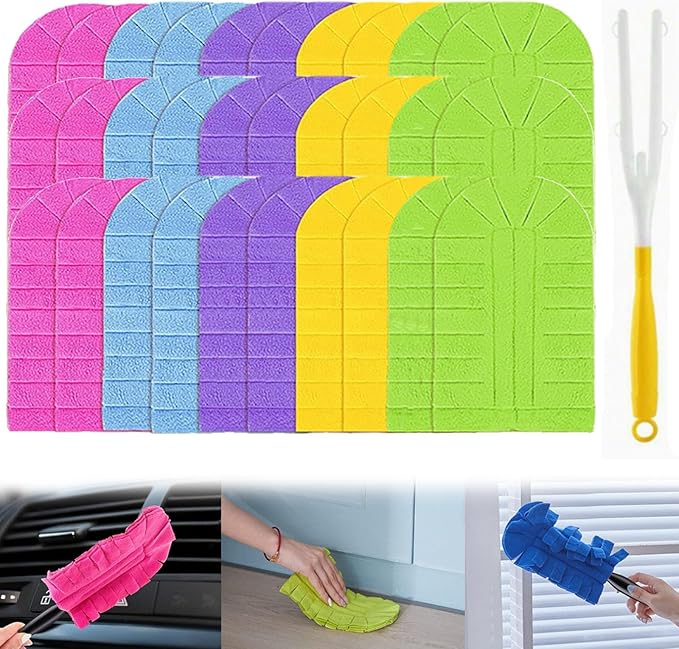 360° Electrostatic Duster Refills with Duster Handles, Reusable Duster Refills Washable Hand Duster, for Cleaning, Office, Ceiling Fan (1 Handle + 30 Refills)