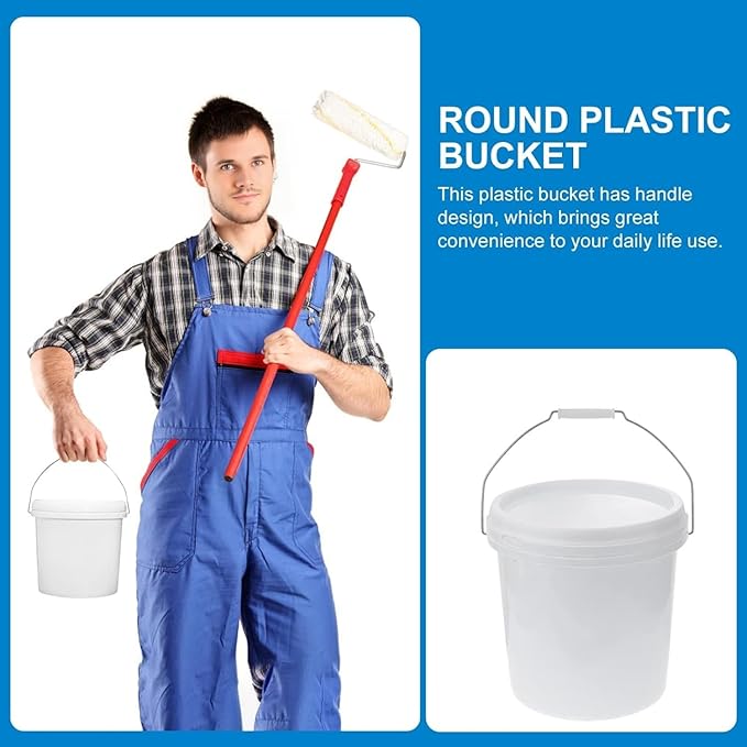 ATERET 2 Gallon White Bucket Only - All Purpose Pails - Food Grade - Made in USA - BPA Free Plastic (3 Pack)