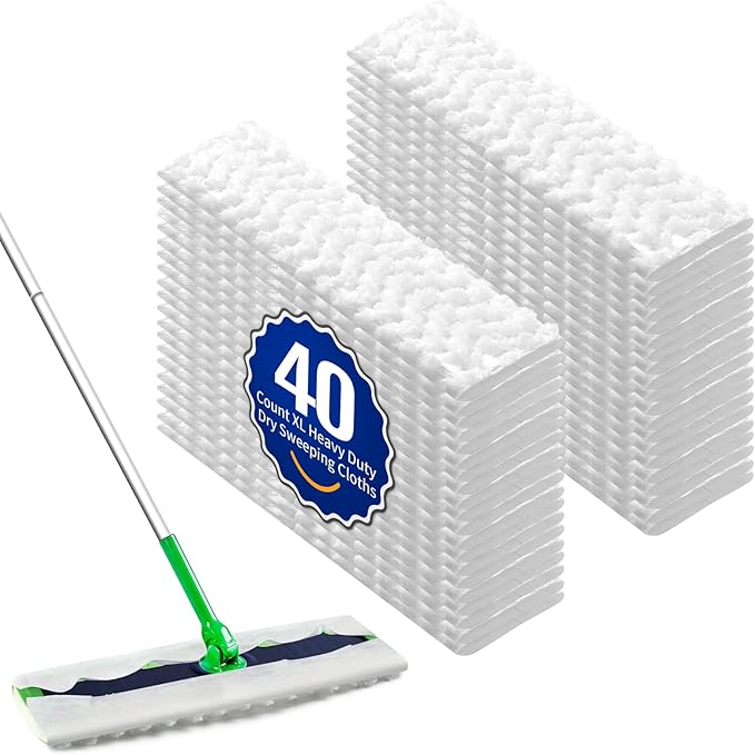 FURCIELOS 40 Count XL Pet Dry Sweeping Cloth Refills for Swiffer Sweeper XL Mop, Unscented Heavy Duty Dry Pads Refills for Multi-Surface Floor Cleaning