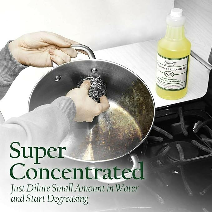 Stanley Home Products Degreaser Concentrate (32 fl. oz.) with Stainless Steel Kitchen & Kettle Cleaner Sponges – Removes Grease & Grime
