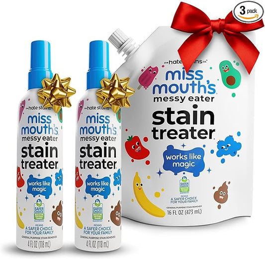 Miss Mouth's Messy Eater Stain Treater - 2 Pack Stain Remover Spray and 16oz Refill Pouch