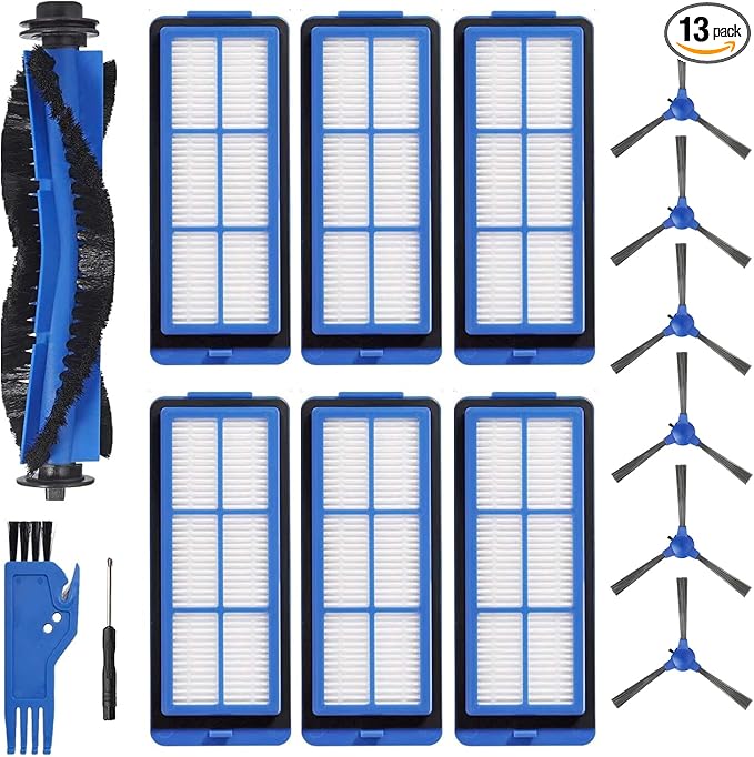 Replacement Part for Eufy RoboVac 11S Max, RoboVac 15C Max, RoboVac 30C Max RoboVac G30 Edge G10 Hybrid Robot Vacuum Cleaner Accessories Kit, Including 1 Main brush, 6 Side brushes, 6 Filters
