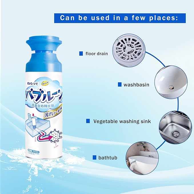 Foam Drain Cleaner, Drain Foam Cleaner, Powerful Foaming Sink Drain Cleaner, Liquid Hair Drain Clog Remover for Kitchen Drain, Sinks, Tubs (2 PCS)