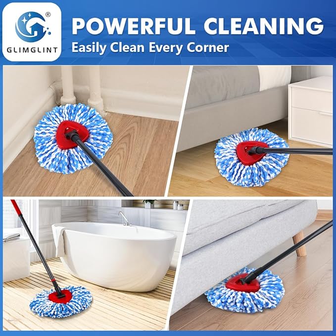 Mop Replace Heads Compatible for O Cedar 4 Pack, Spin Mops Refill Head Replacement for RinseClean 2-Tank System, Machine Washable, Suitable for Hard-surfaced Floors Cleaning